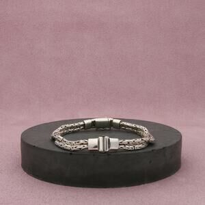 sterling silver vintage layered byzantine chain bracelet size 6.75in